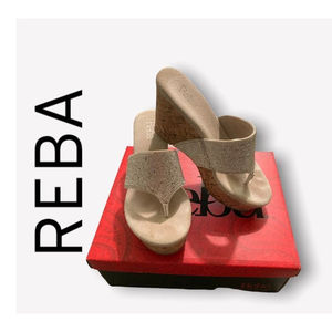 REBA PLATFORM WEDGE SANDALS SILVER SIZE 6